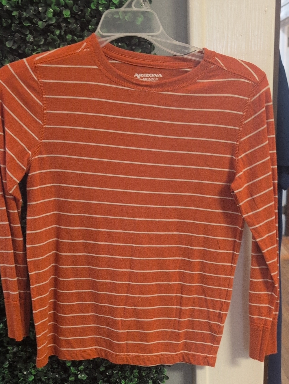 Arizona Jean Company Rust Orange & White Stripe Long-Sleeve Tee